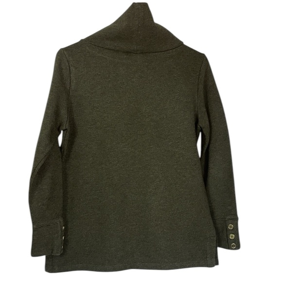 Talbots popover high neck long sleeve casual top Sz SP Army Green - Picture 3 of 9
